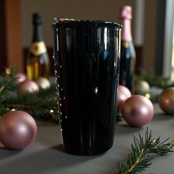 Starbucks 2015 Black Ceramic Swarovski Crystal Tumbler 12oz • Rare Lmtd Edt. NWT - Picture 6 of 9